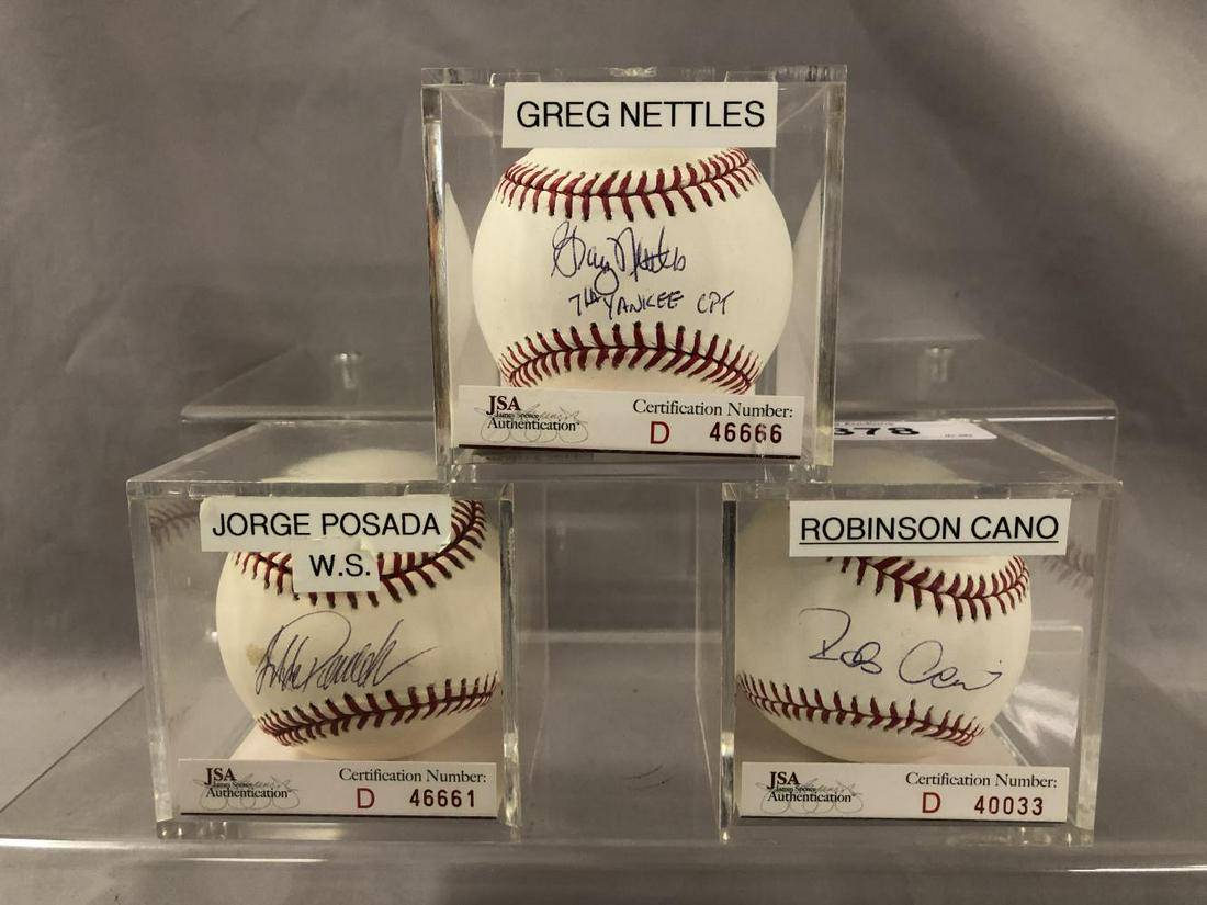 Lot of Three Signed Yankee Players Baseballs. (1 of 4)