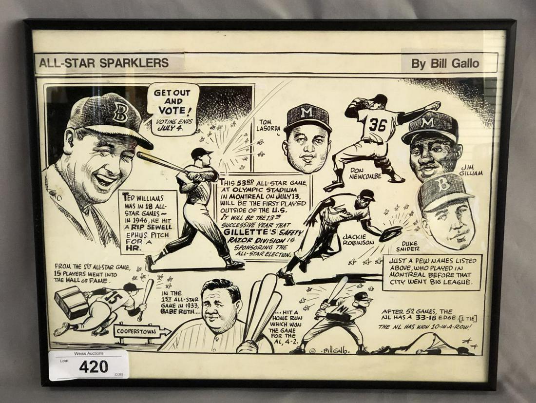 Original Bill Gallo Baseball Cartoon Art (1 of 4)
