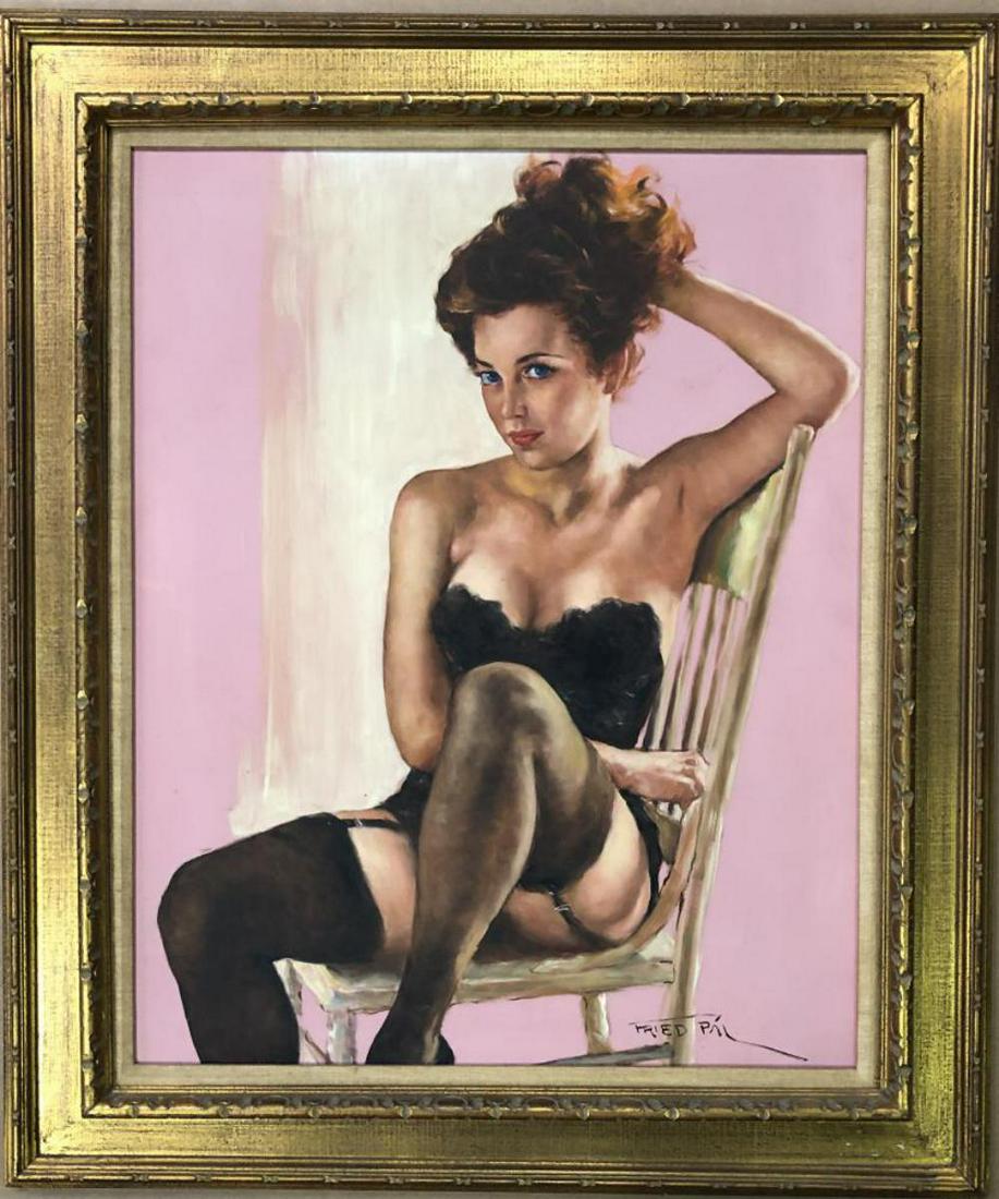 Pal Fried, "Girl on Chair", Oil on Canvas (1 of 6)