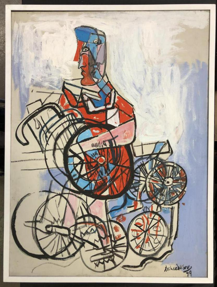 Nahum Tschacbasov, Abstract Oil on Canvas (1 of 4)