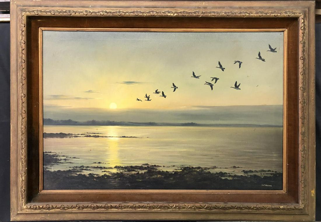 Jerry W. Thrasher, "Flying Geese", Oil on Canvas (1 of 4)