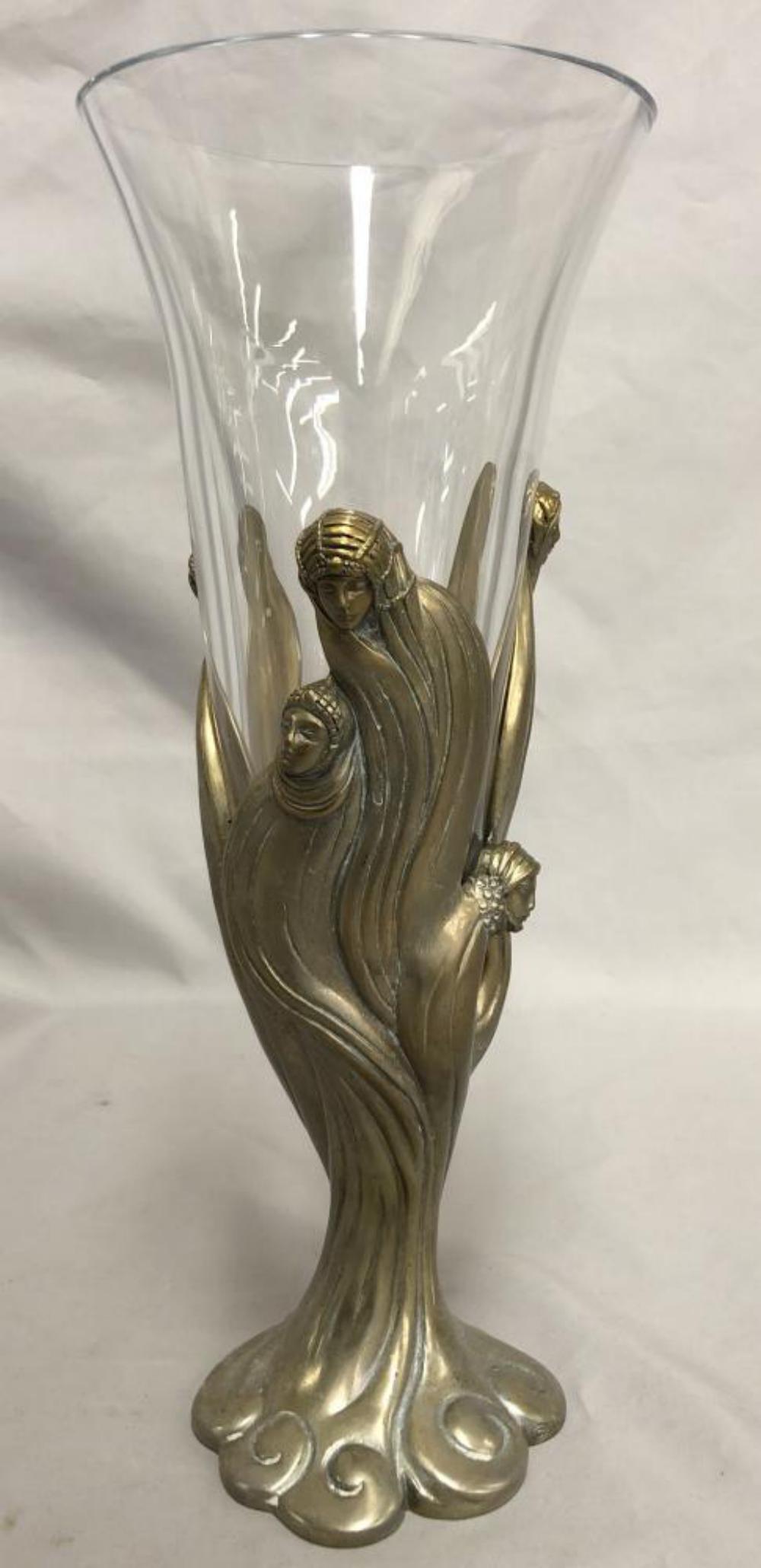 Erte, Bronze & Glass Vase "Visages de Femme" (1 of 8)