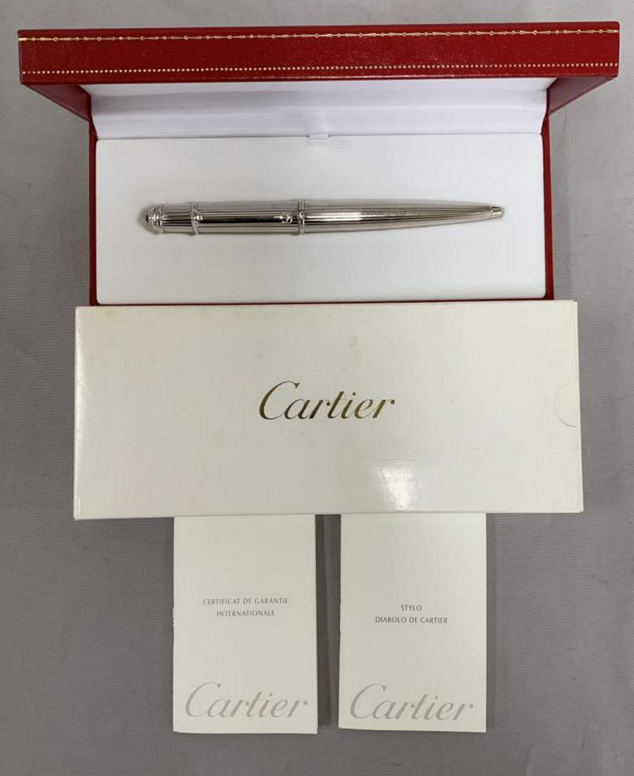 Cartier. Diabolo Platinum Plated Ballpoint Pen. (1 of 4)