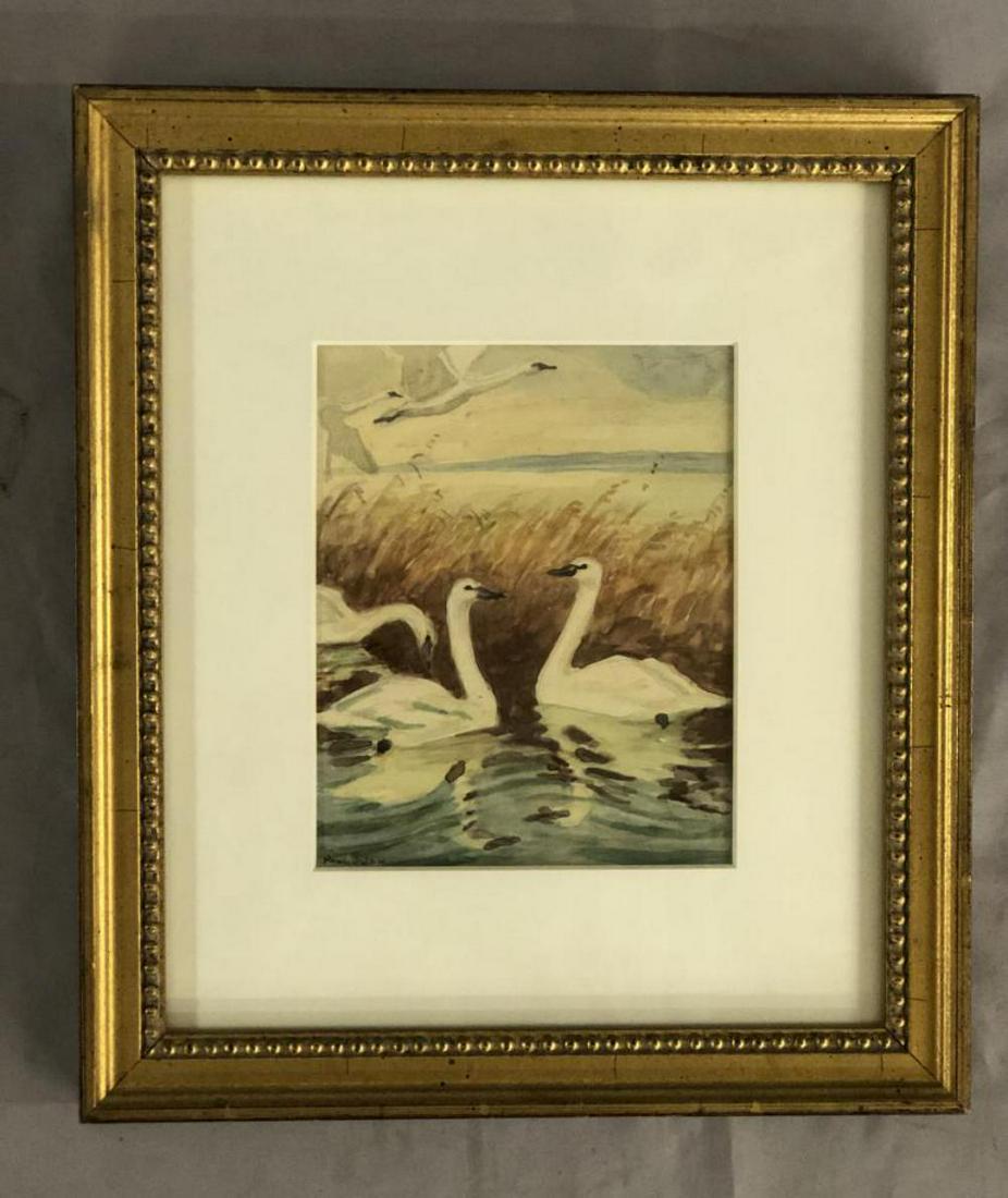 Paul Swan, Watercolor on Paper "Wild Swans" (1 of 5)