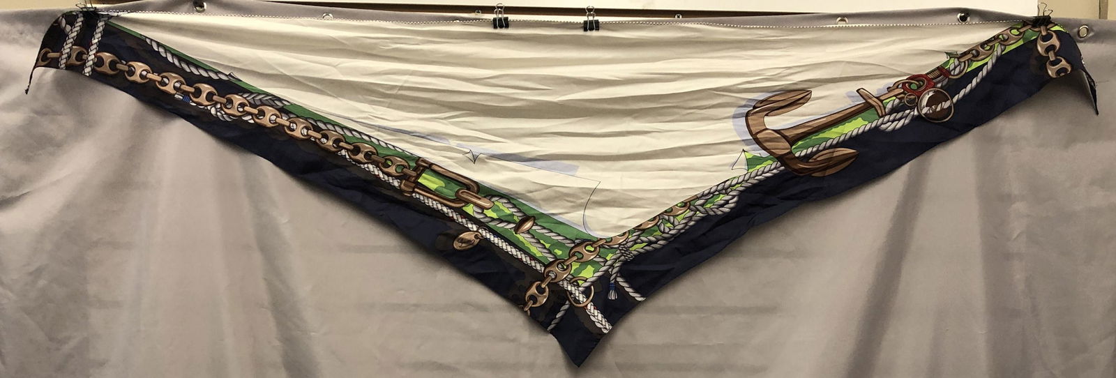 Gucci Silk Nautical Theme Scarf.: Triangle Scarf 54" x 32" silk Nautical Theme.