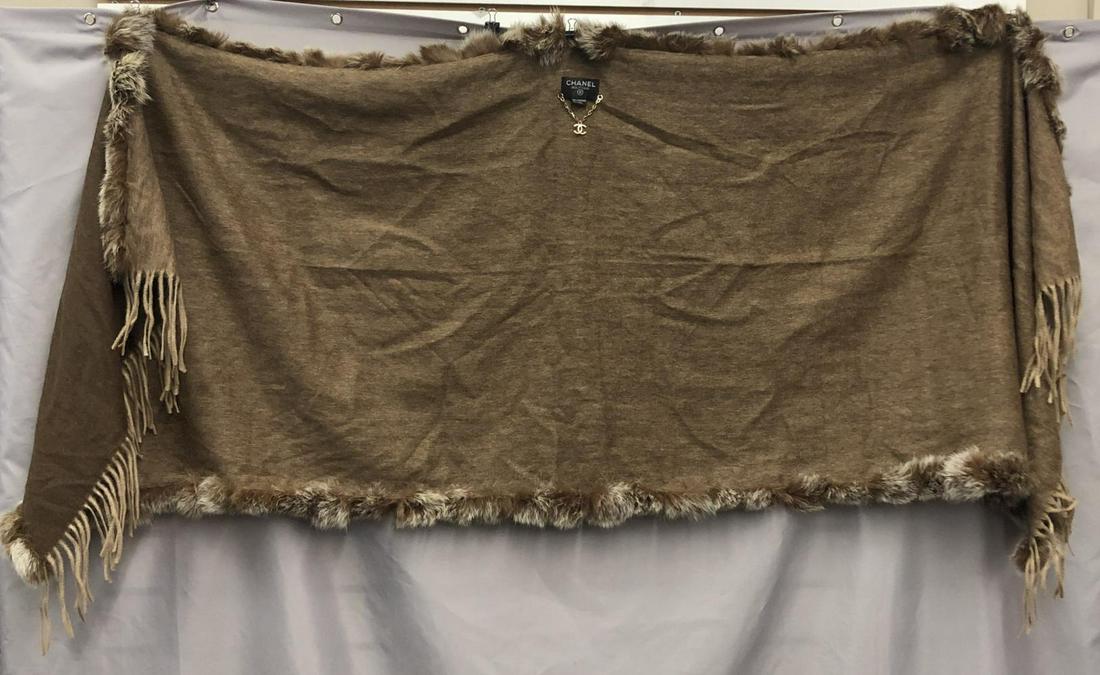 Chanel Cashmere, Wool and Fur Wrap. (1 of 2)