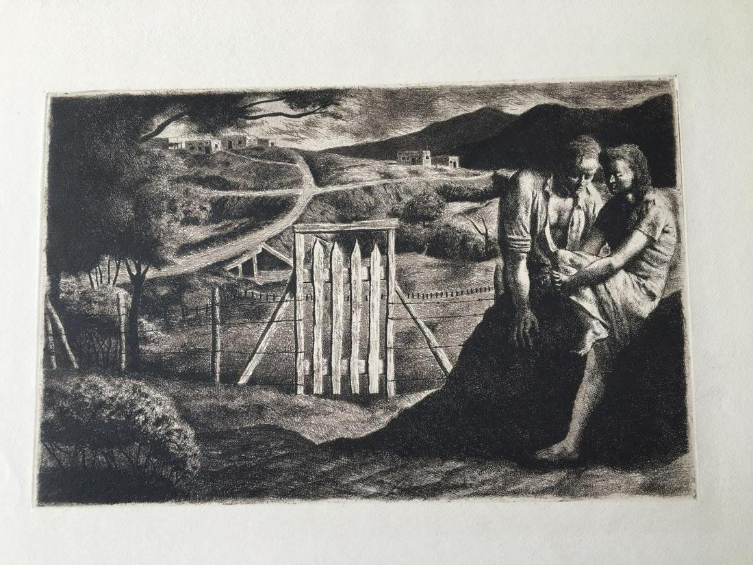 Frederico Castellon. "Taos Tryst" Etching. (1 of 2)