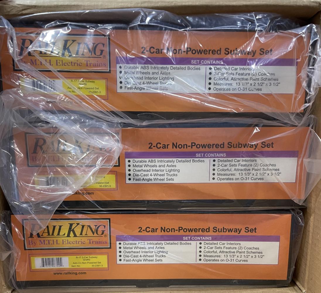 3 MTH 30-2391-3 R-17 Graffiti 2 Car Sets (1 of 1)