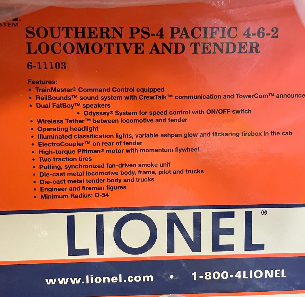 Lionel 11103 Southern PS4 Pacific, TLC (1 of 2)