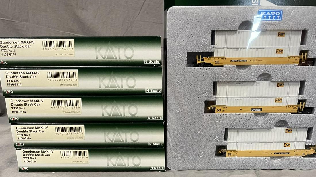 6 Kato N Gauge 106-6114 Maxi Stack Car 3-Packs (1 of 2)