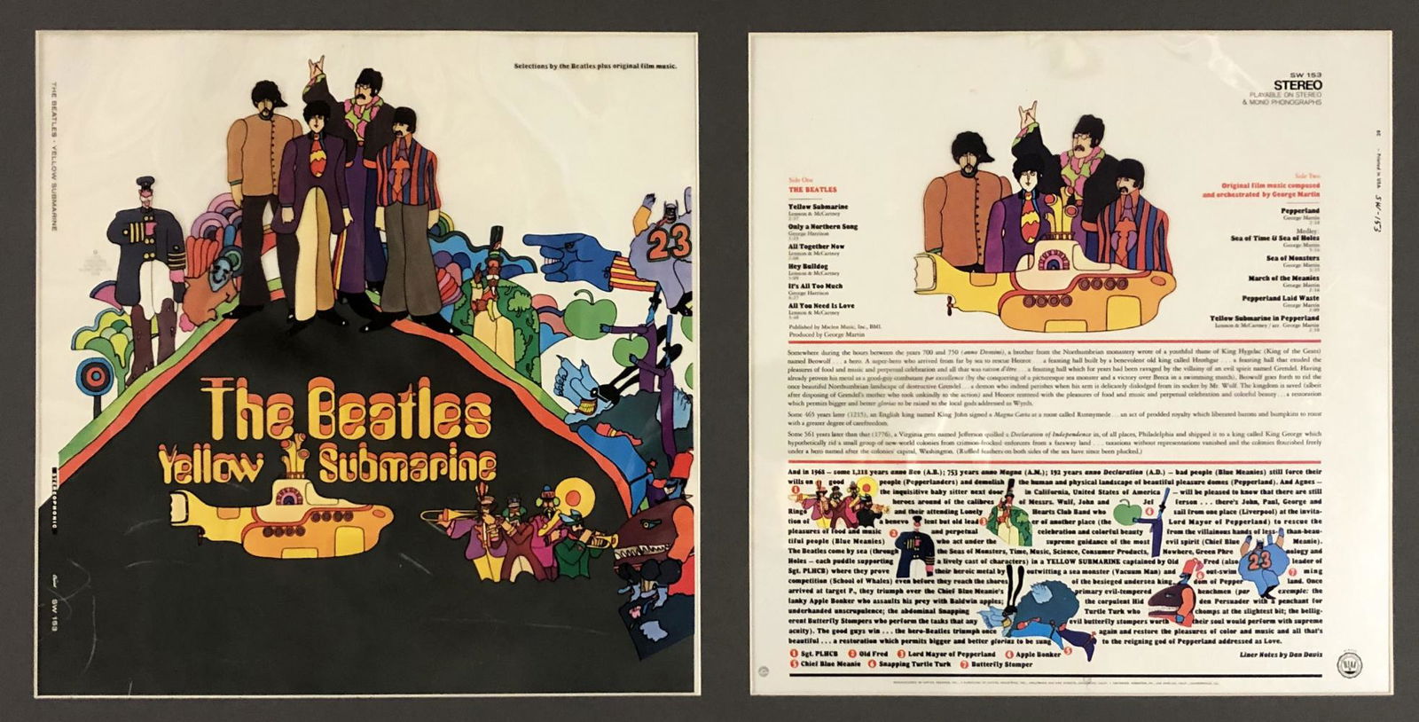 (2) Beatles Album Art Color Proofs: Includes The Beatles Yellow Submarine, and Hey Jude. Overall size for each approx. 31.5" x 18".