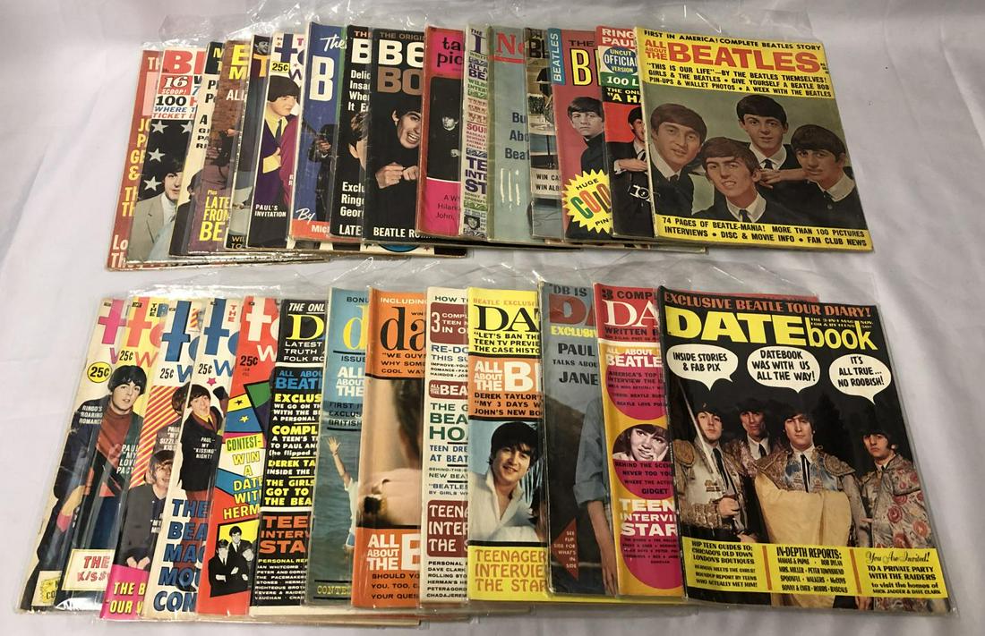 (29) Beatles 1964-66 Teen Fan Magazines: (20) Beatles 1964-66 Teen Fan Magazines, (6) Teen World, (9) Datebook, Color Pinup Album, Newsweek, Beatles Talk, Beatles Movie, Meet The Beatles, Beatles Make a Movie, All About The Beatles, Real Tru