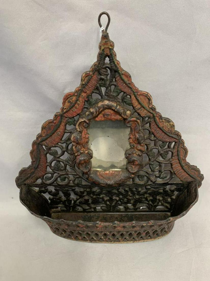 Cast Iron Hanging Wall Pocket.: 19th Century. Lancaster Pa. 10" tall.