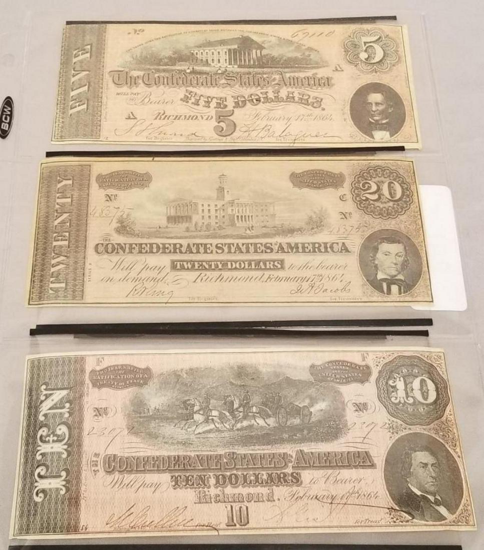 Lot of Three Confederate Bank Notes. (1 of 7)
