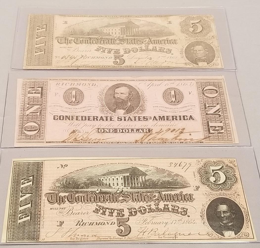 Lot of Three Confederate Notes. (1 of 7)