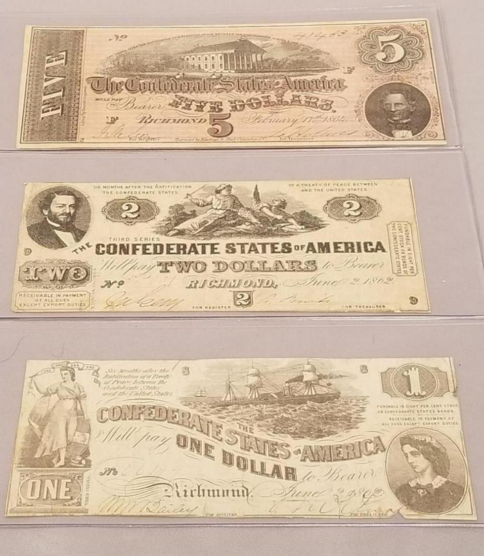 Lot of Three Confederate Notes. (1 of 7)