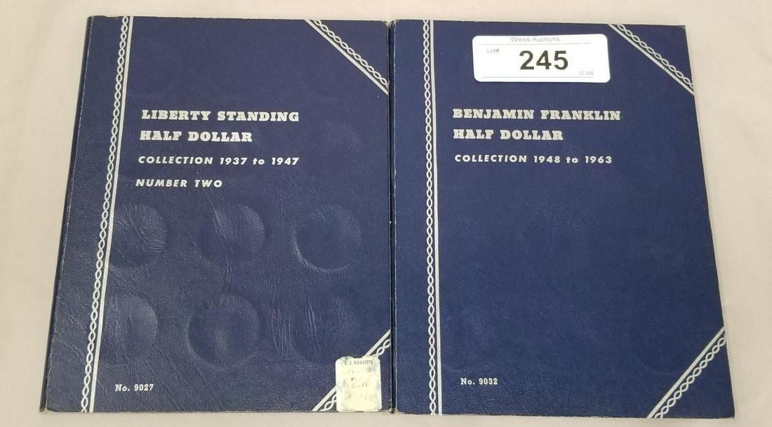 Half Dollars in Blue Books.: (50) Standing Liberty and Franklin Silver Half Dollars.