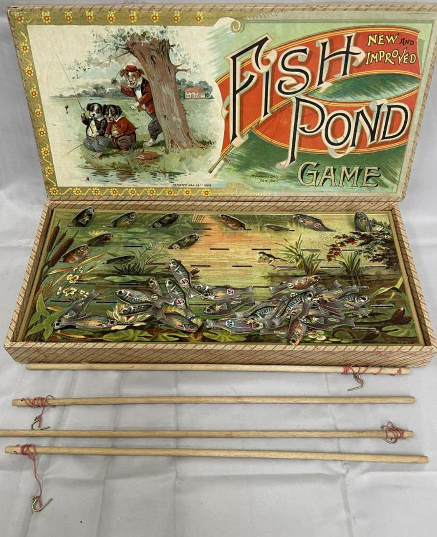 1890 Mc Loughlin Bros Fish Pond, New & Impoved Gam (1 of 5)