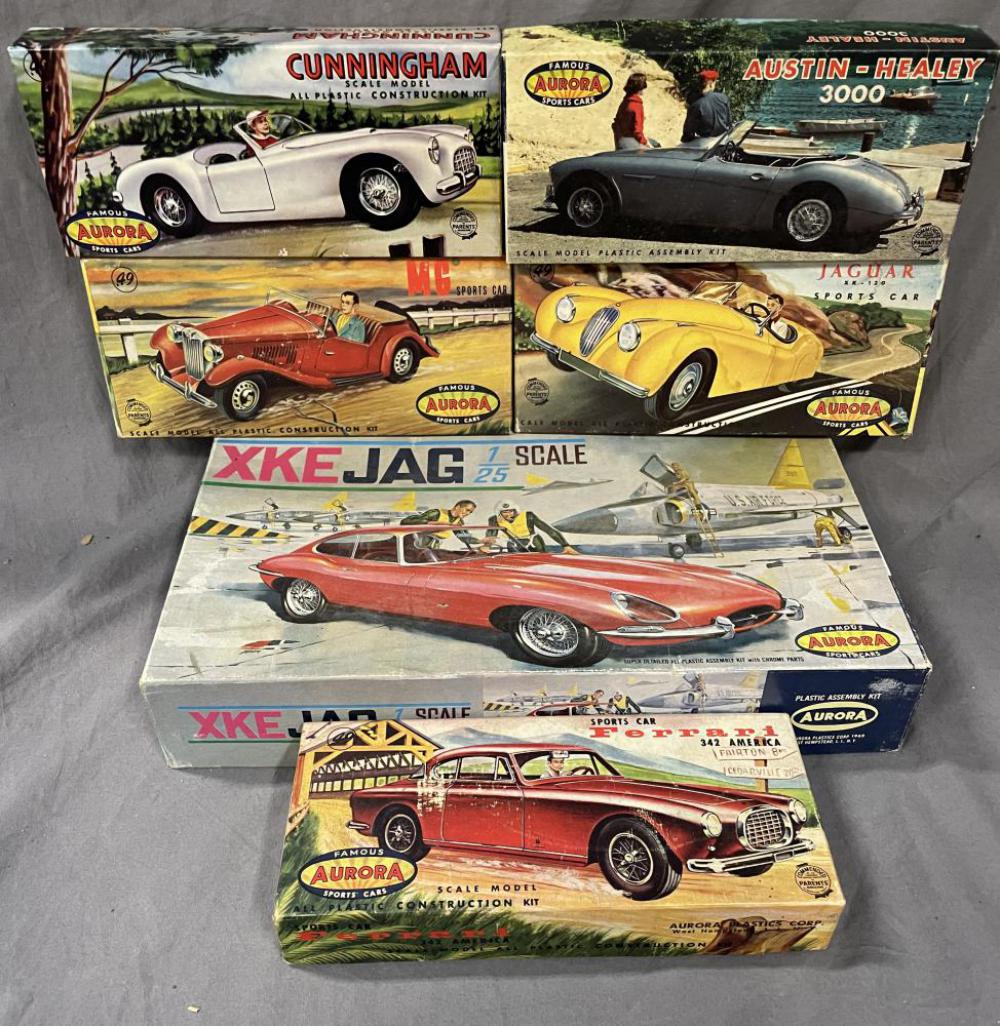 5 Vintage Aurora Famous Race Car Model Kits, Plus (1 of 3)
