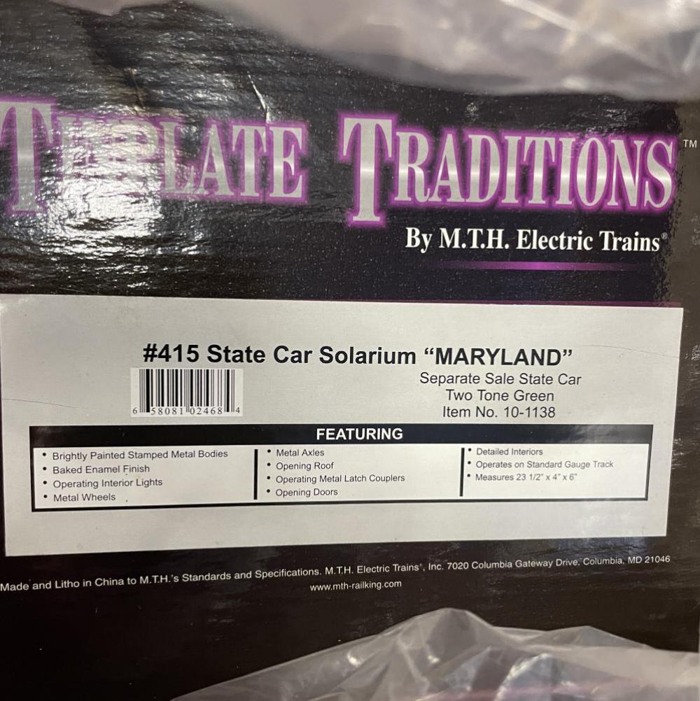 MTH ST GA. 10-1138 Extension State Set Car 415 (1 of 1)