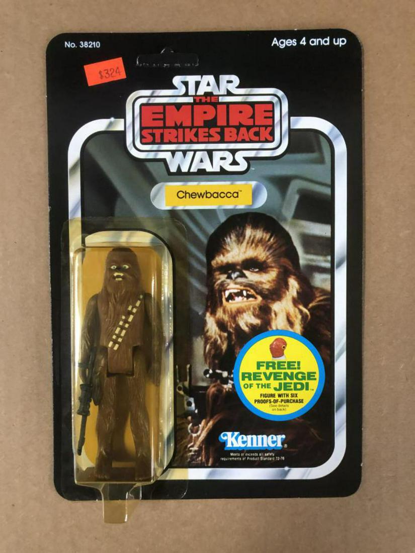 1982 Star Wars ESB Chewbacca, 48 Back, MOC: Vintage, Unpunched, Mint on Card, Star Wars The Empire Strikes Back "Chewbacca" action figure by Kenner, 1982, 48 Back-C. Made in Hong Kong. Blister is well attached to the card, however slightly yell