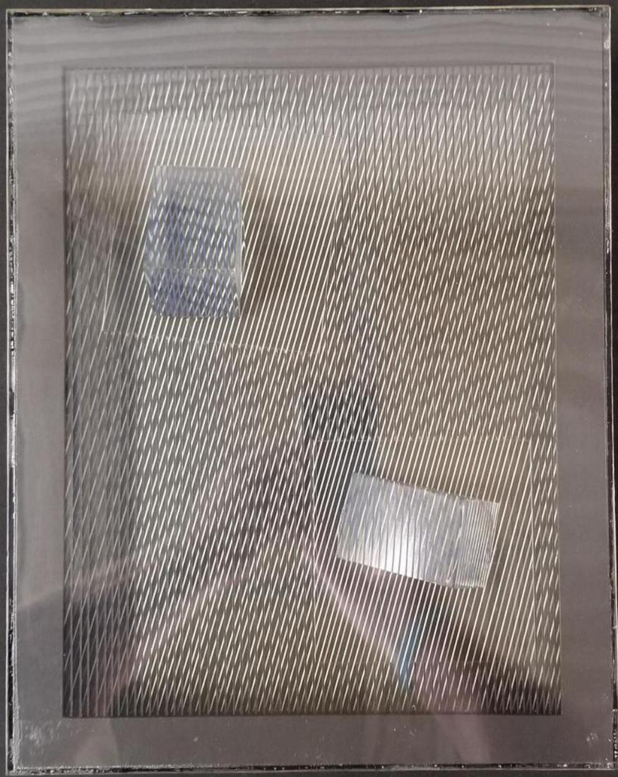 Mon Levinson, "Prisms I", 1964: Mon Levinson (American, 1926-2014), "Prisms I, 1964". Plexiglass, vinyl, and acetate. Approx. 13-3/4" x 11" x 3-1/4". Verso has label affixed from "Kornblee Galleries"