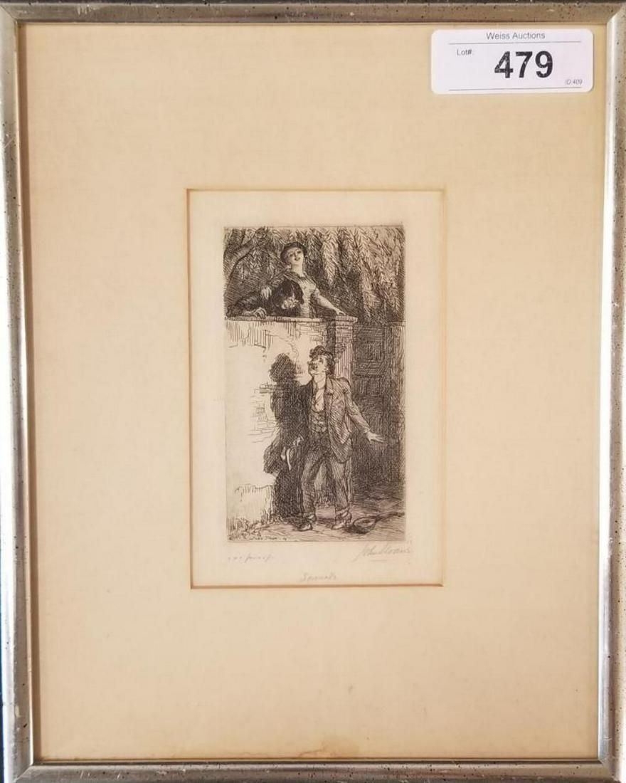 John Sloan Etching.: John Sloan- ''The Serenade'' (Morse 159)- etching, 1912, bears a signature in pencil. Marked proof lower left.
