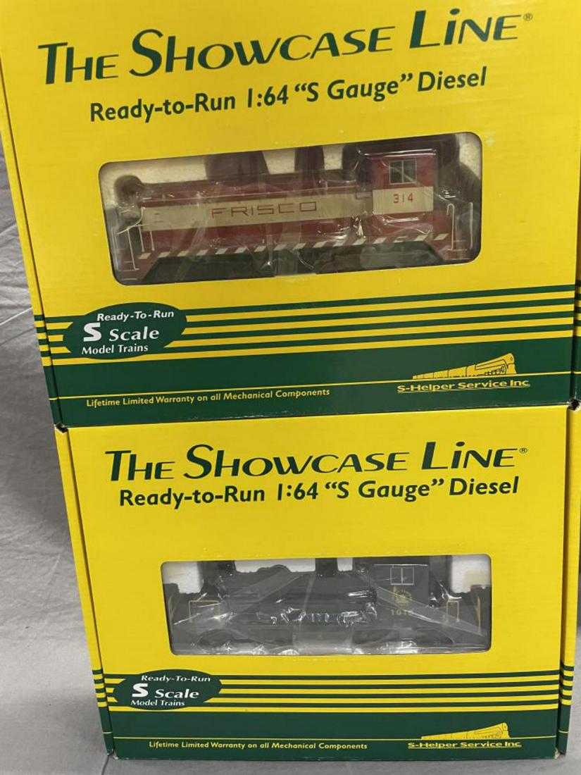 2 S-Helper S Gauge SW Diesels: Includes a 1231 CRRofNJ SW1; 1250 Frisco SW-9. Both appear like new with set boxes.