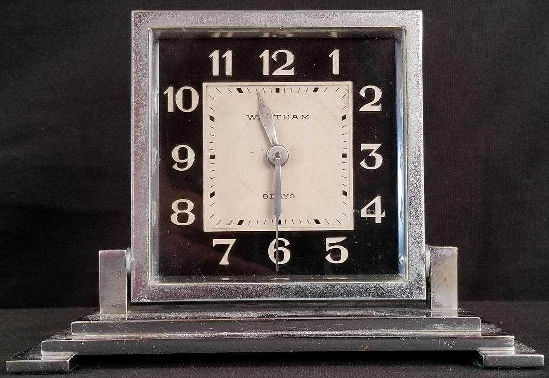 Vintage Waltham 8 Days Art Deco Desk Clock (1 of 4)