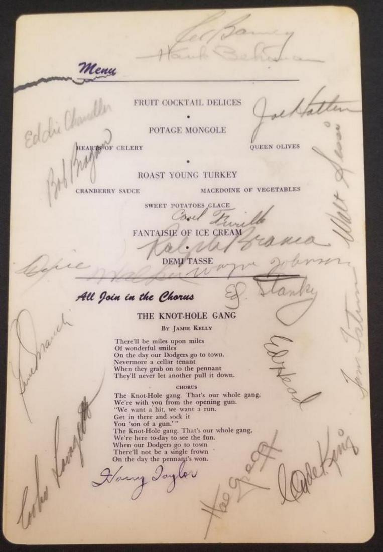 1947 Brooklyn Dodgers Multi Signed Menu (1 of 5)