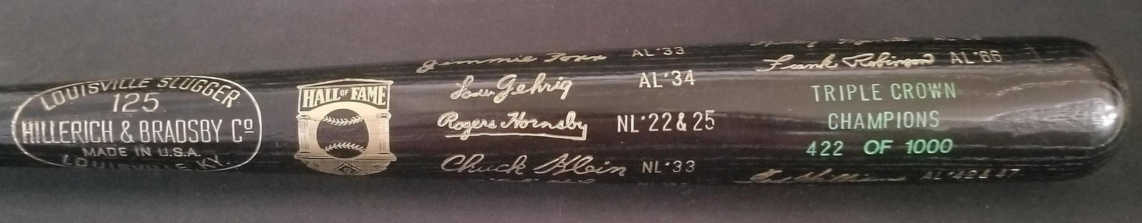 Triple Crown Winners Hall of Fame Black Bat (1 of 3)