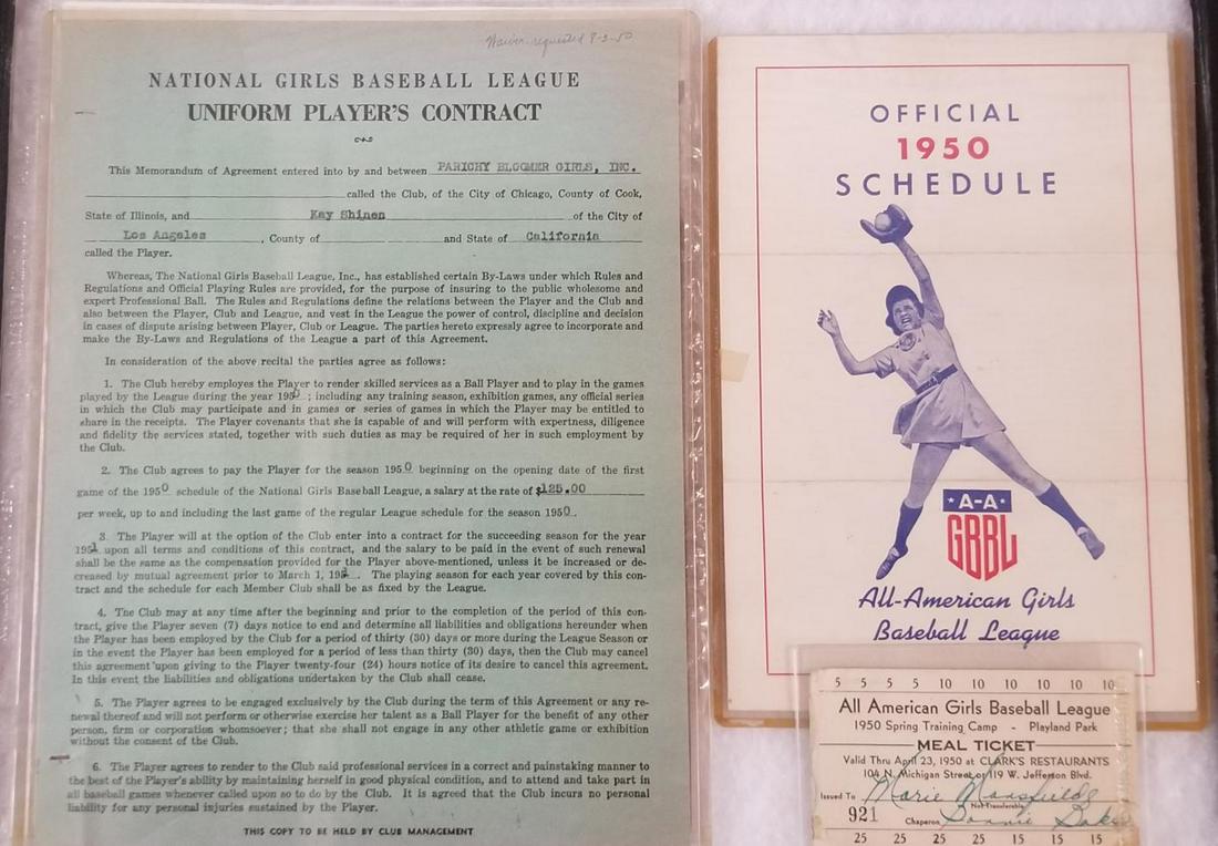 1950's Womens Pro-Baseball Contract and Ephemera (1 of 11)