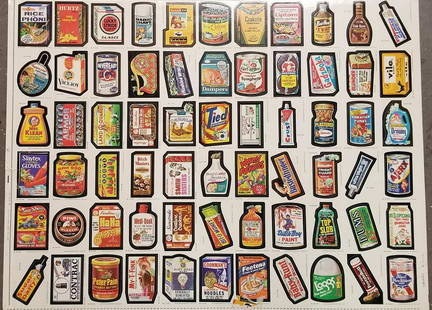 1979 Wacky Packages Topps Uncut Sheet: 66 stickers on cards, uncut.