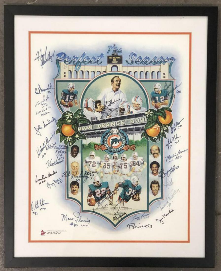 Multi Signed Miami Dolphins Lithograph, Ron Lewis (1 of 3)