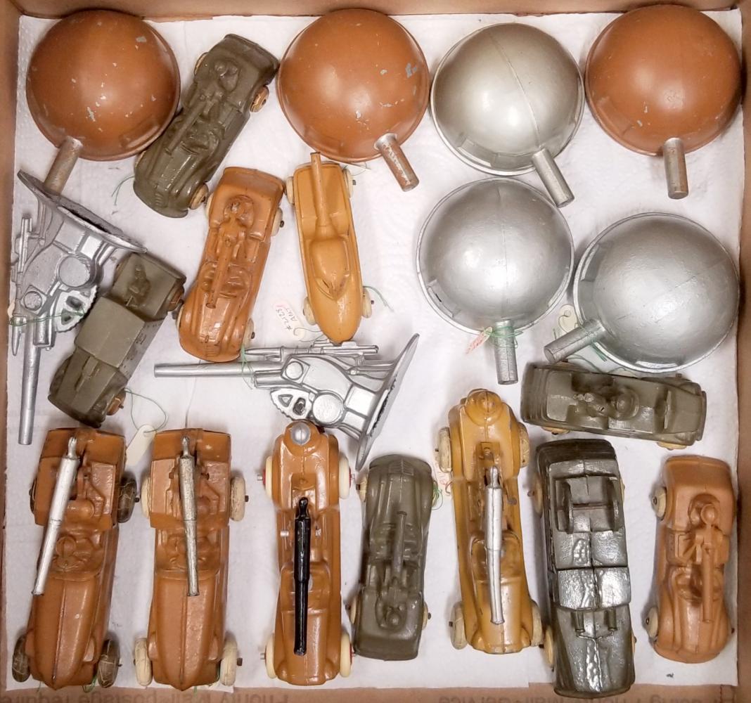 Barclay & Manoil Dimestore Military Vehicles: Approx. 20 pieces. Wear to each with some paint loss, scuffs, etc.