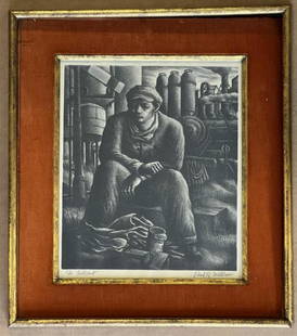 Paul Raphael Meltsner. Woodcut Signed: The Outcast. Signed "Paul R. Meltsner" in pencil lower right titled in pencil lower left. 10 1/2" x 12 1/2".