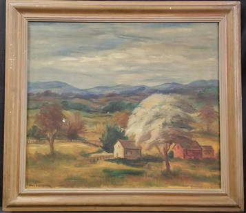 Paul Raphael Meltsner (1905 - 1966) Oil on Canvas: 25 1/2 x 29 1/2" Signed lower left. Landscape. Small 1/4-1/2 hole in painting, easy repair. This painting comes directly through the family of artist.