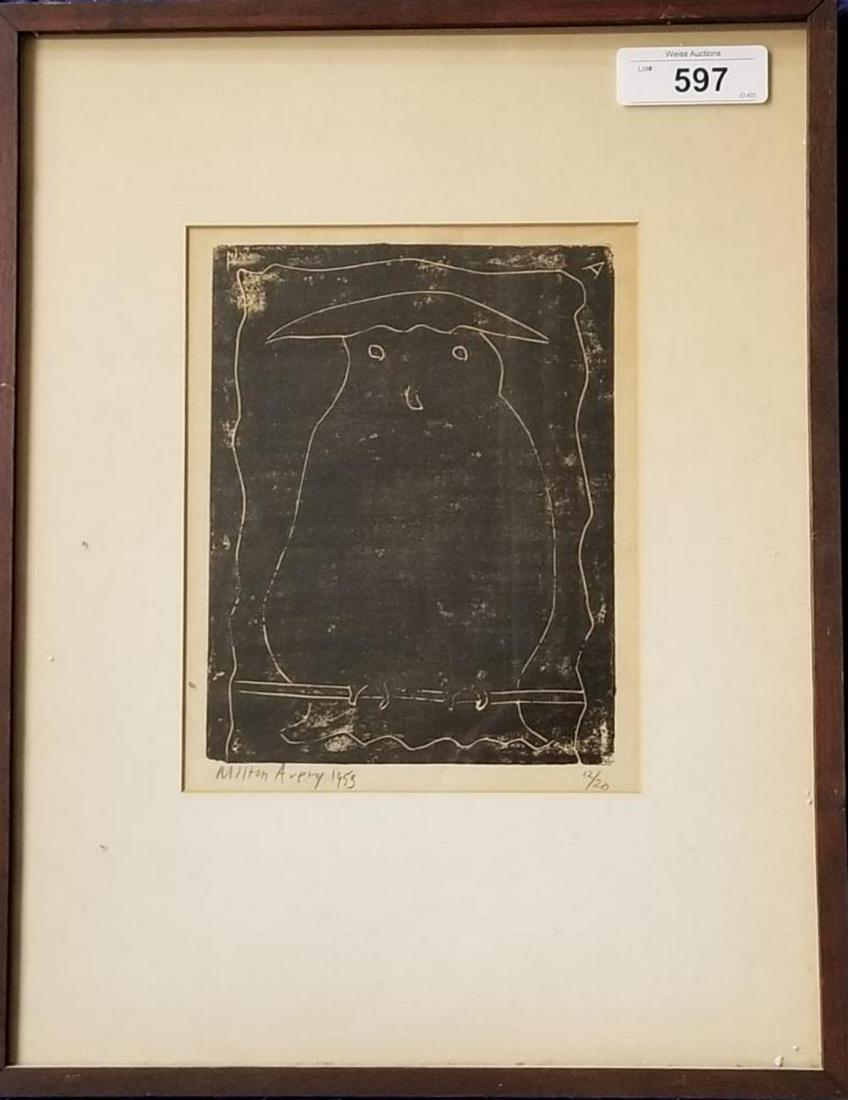 Milton Avery. Hooded Owl. Linocut Print. (1 of 4)