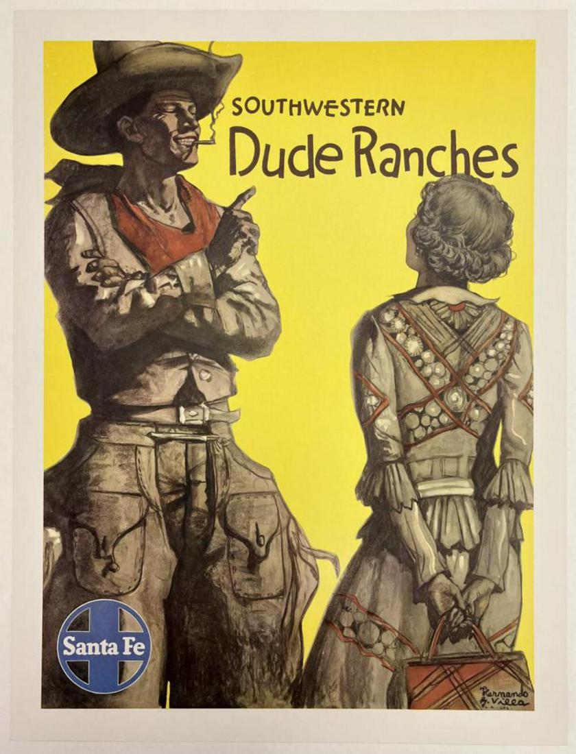 Santa Fe Dude Ranchers Travel Poster by Villa (1 of 2)