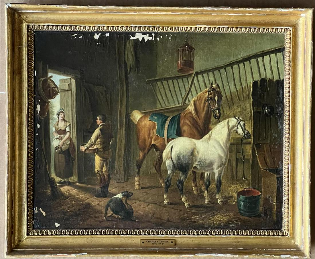 Charles Towne, Oil on Canvas, "A Stable Interior" (1 of 6)
