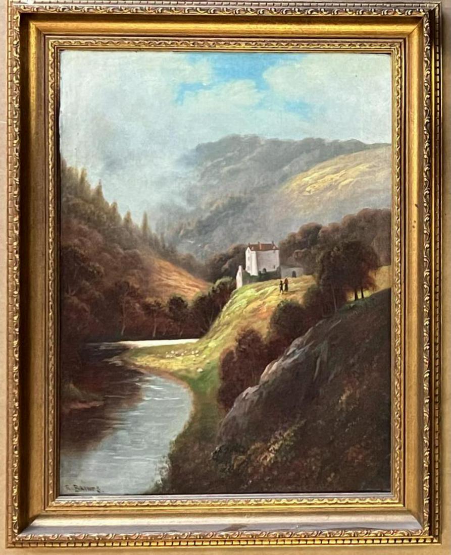 R. Baines, Oil on Canvas, "Country Landscape" (1 of 4)