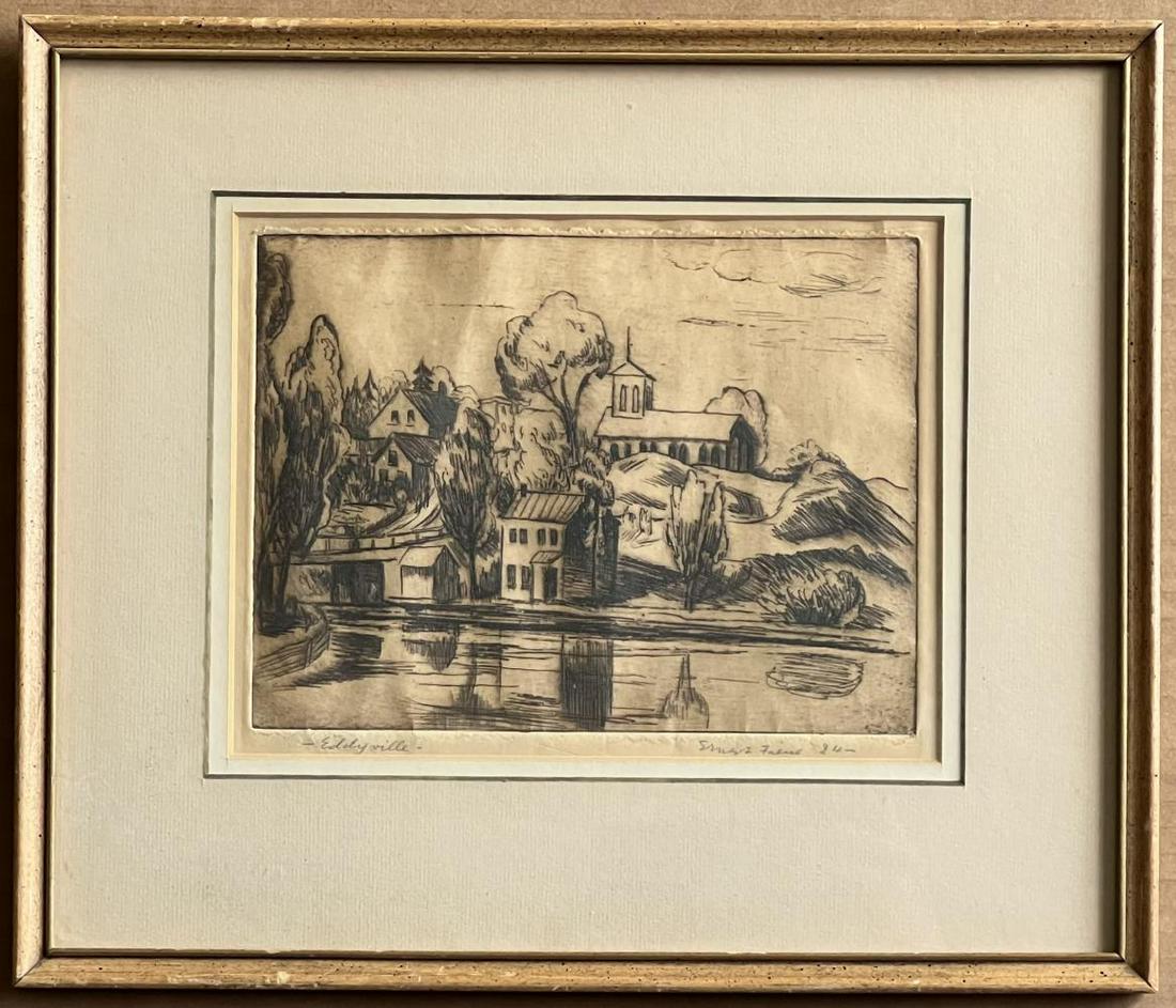 Ernest Fiene Drypoint Etching "Eddyville" (1 of 5)