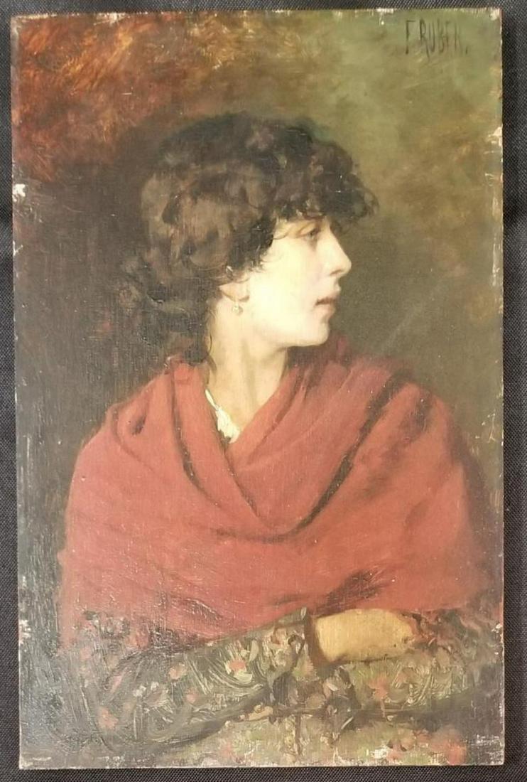 Oil on Panel Portrait, Signed F. Ruben (1 of 6)