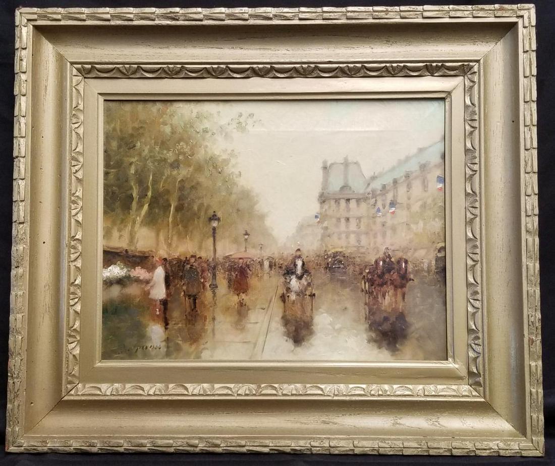 Andre Gisson, "French Street Scene" Oil on Canvas (1 of 6)