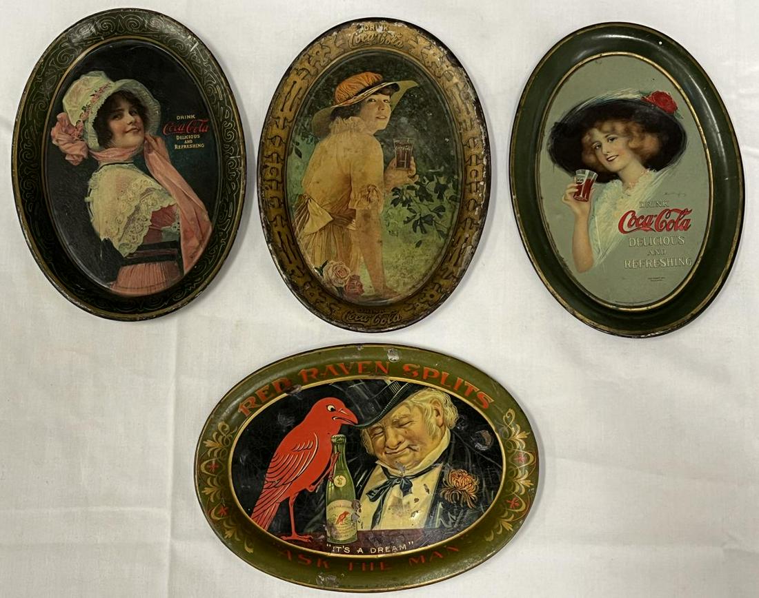 Lot of 4 Advertising Tin Lithograph Tip Trays (1 of 1)