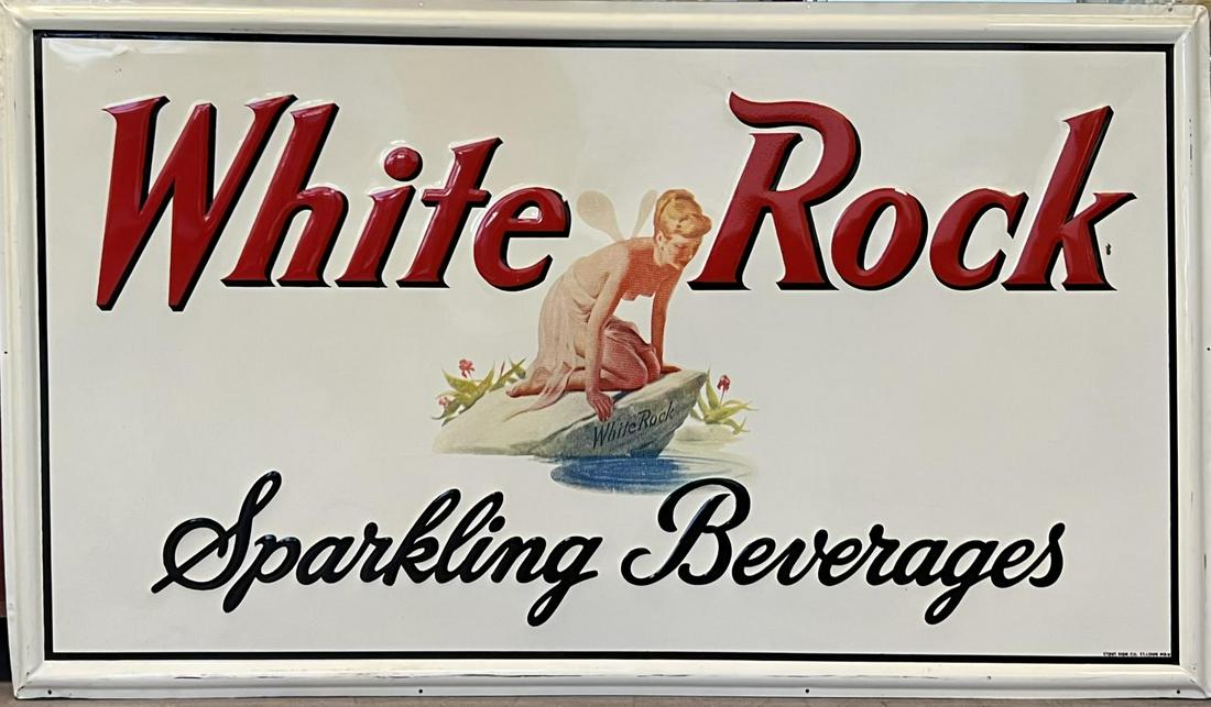 Self Framed Tin White Rock Sign, Large Embossed (1 of 5)