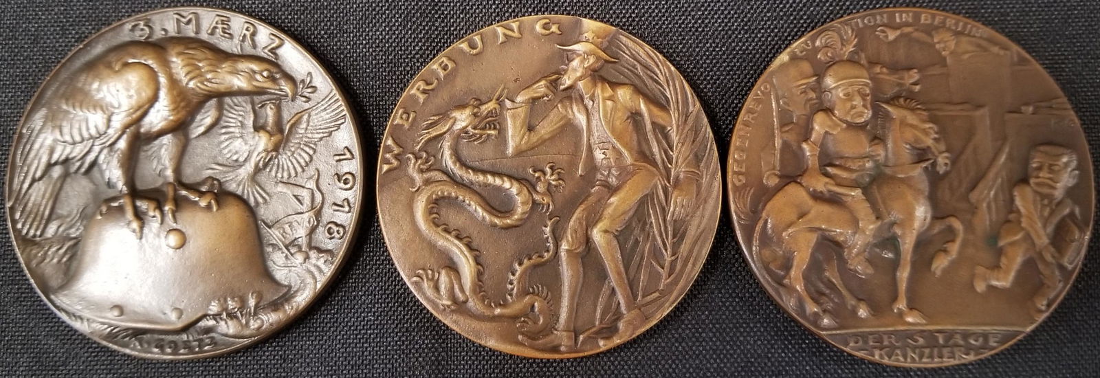 Karl Goetz. Lot of (3) Bronze Medallions (1 of 13)
