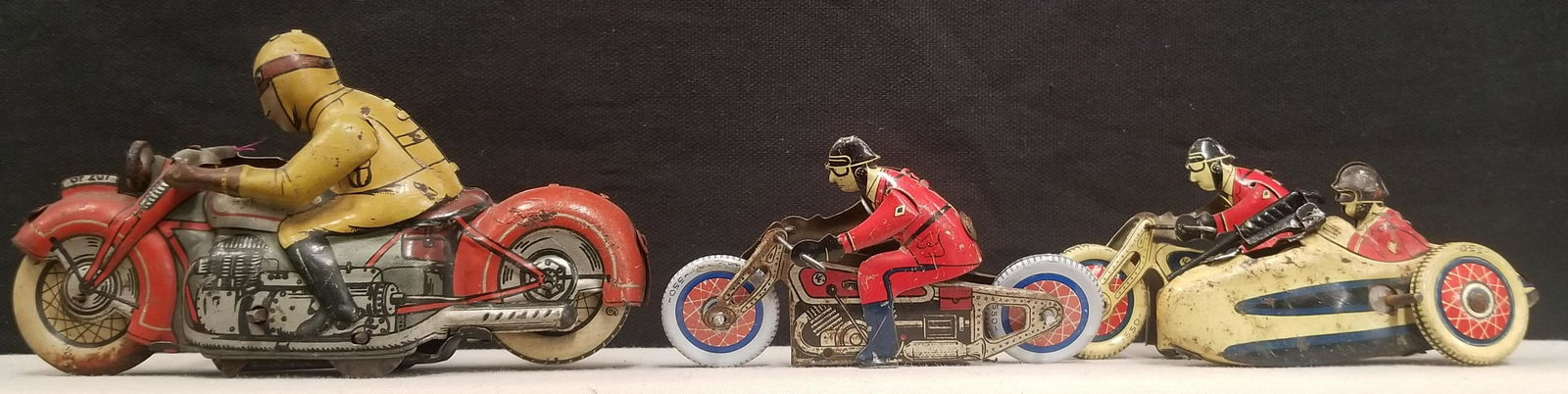 Lot of Three Early Tin Litho Motorcyles (1 of 3)