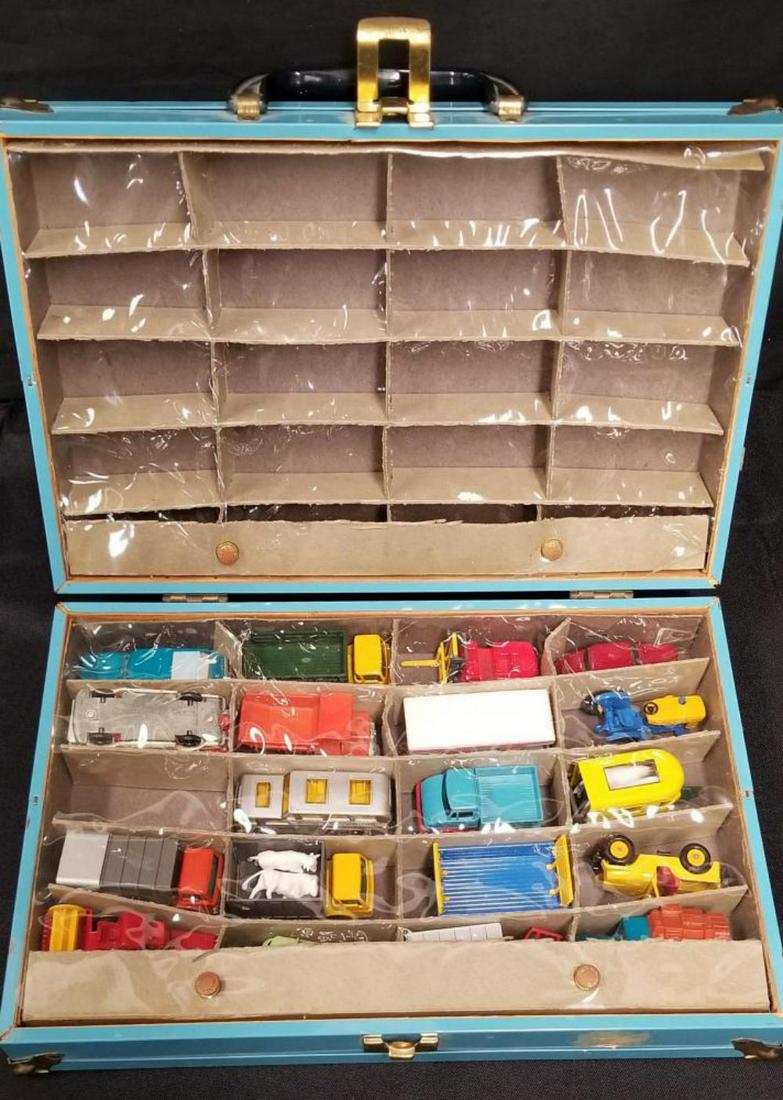 Lot of 20 Vintage Diecast Matchbox Cars with Case: Nice lot of 20 Matchbox cars (only the forklift is Super Fast). Most are in very good condition, however there are a few missing a tire or tires. Of all the tires present, they are Some of the include