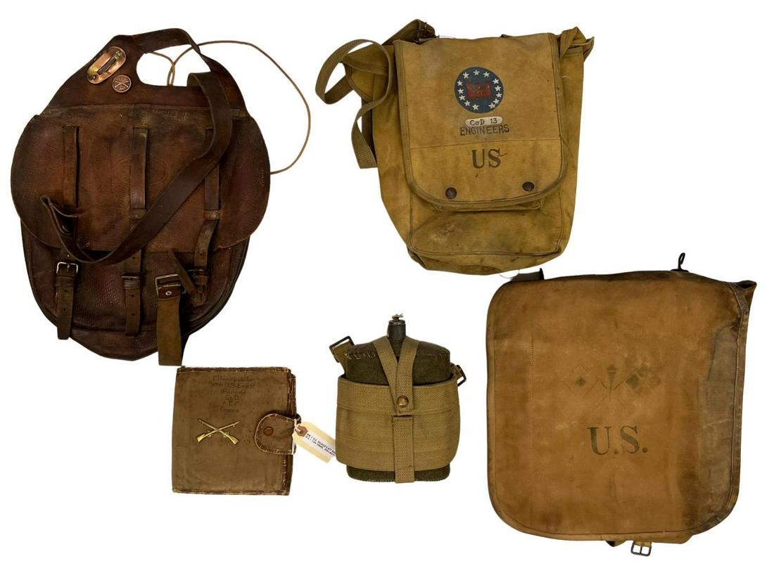 WWI U.S. Satchels, Packs, and Canteen (1 of 2)